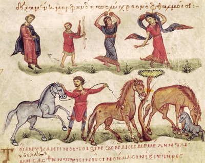 Ms Grec 479 Allenatori di cavalli, illustrazione dall
