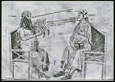 Ms Lat 6823 fol.2 Averroè (1126-98) in conversazione con Porfirio (c.232-c.305) da Italian School