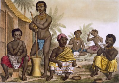 Nativi della tribù Muchicongo, vicino a Luanda, Congo, Vol II, c. 1820-30 da Italian School