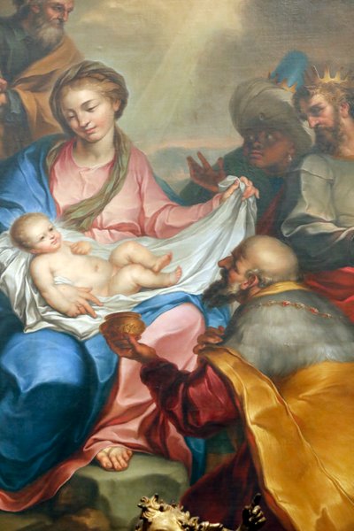 Scena della Natività. Adorazione dei Magi. Affresco. Basilica di Santa Maria delle Vigne. Genova. Italia. da Italian School