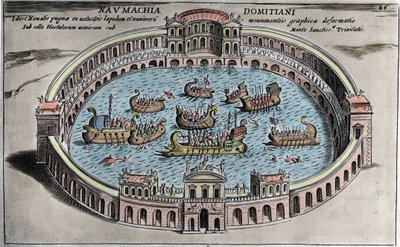 Naumachia, combattimento navale in un anfiteatro a Roma. da Italian School
