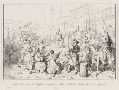 Nicolo Orsino conte di Pitigliano fa giurare i soldati di difendere Padova dalle armi imperiali da Italian School