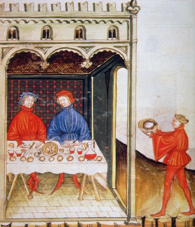 Nova 2644 Fol.53r Degustazione di grano bollito, dal Tacuinum Sanitatis Codex Vindobonensis da Italian School