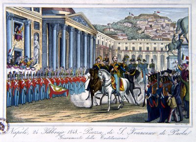 Giuramento della Costituzione Italiana, Piazza di San Francesco di Paola, Napoli, 24 febbraio 1848 da Italian School