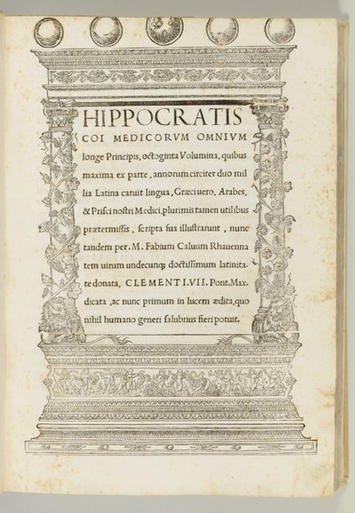 Octoginta volumina, il corpus ippocratico tradotto dal greco in latino da Marcus Fabius Calvus (c.1440-1527), Roma: Franciscus Minutius Calvus da Italian School