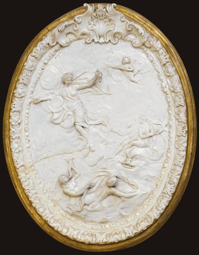 Uno di una serie di quattro placche ovali modellate di Doccia, metà XVIII secolo da Italian School
