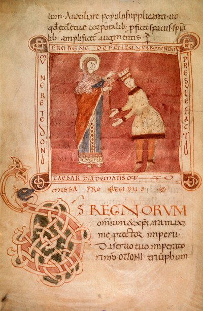 Ottone I incoronato dalla Vergine Maria, dal Sacramentario del Vescovo Warmondo da Italian School