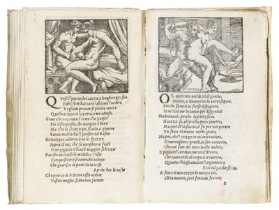 Pagina da "Sonetti Lussuriosi" di Pietro Aretino, illustrata da Giulio Romano e incisa da Marcantonio Raimondi, pubblicata a Venezia, c.1527 da Italian School