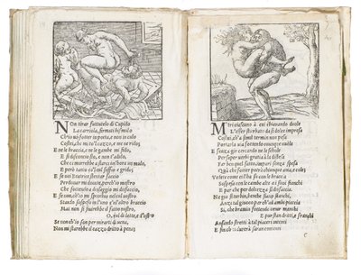 Pagina da "Sonetti Lussuriosi" di Pietro Aretino, illustrata da Giulio Romano e incisa da Marcantonio Raimondi, pubblicata a Venezia, c.1527 da Italian School