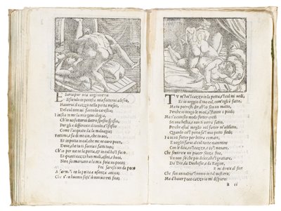 Pagina da "Sonetti Lussuriosi" di Pietro Aretino, illustrata da Giulio Romano e incisa da Marcantonio Raimondi, pubblicata a Venezia, c.1527 da Italian School