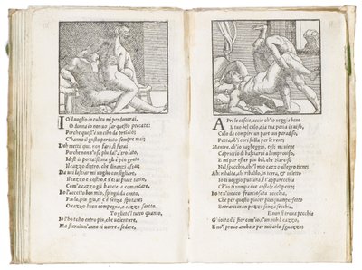 Pagina da "Sonetti Lussuriosi" di Pietro Aretino, illustrata da Giulio Romano e incisa da Marcantonio Raimondi, pubblicata a Venezia, c.1527 da Italian School