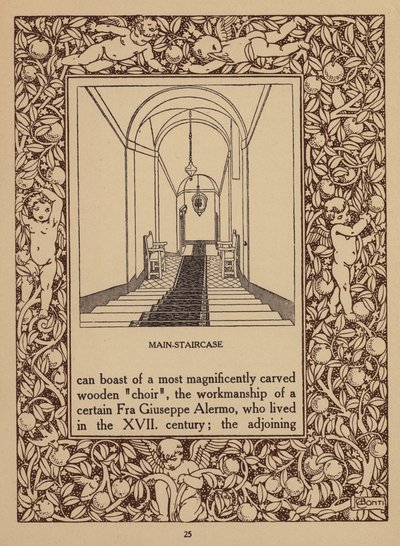 Pagina della brochure del San Domenico Palace Hotel, Taormina (litografia) da Italian School