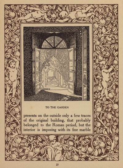 Pagina della brochure del San Domenico Palace Hotel, Taormina (litografia) da Italian School
