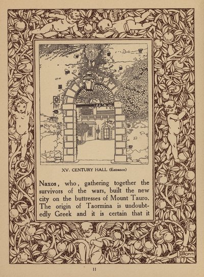 Pagina della brochure del San Domenico Palace Hotel, Taormina (litografia) da Italian School