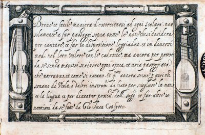Pagina tratta da Breve e facile maniera di esercitarsi di Giovanni Luca Conforti da Italian School
