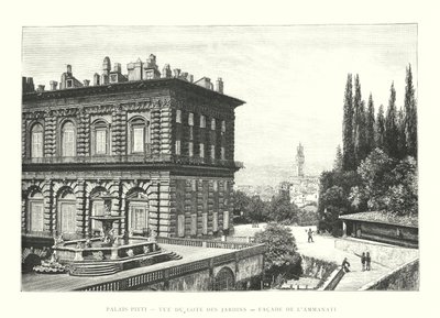 Palazzo Pitti, Vista dal Lato dei Giardini, Facciata di Ammanati (incisione) da Italian School