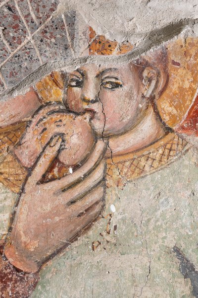 Particolare Madonna che allatta il Bambino; affresco da Italian School