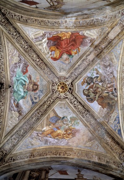 Patriarchi Adamo, Abramo, Giacobbe e Noè. XIV secolo, affresco da Italian School