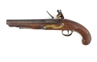 Pistola a pietra focaia modello 1796 per dragoni pesanti, variazione con tubo per bacchetta e serratura modello Ordnance, c.1800 da Italian School