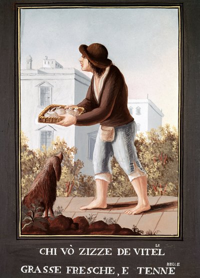 Vecchi mestieri napoletani: il venditore di mammelle di mucca (acquerello del XIX secolo) da Italian School