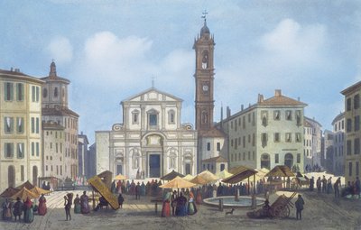Piazza Santo Stefano da Vedute di Milano e dintorni da Italian School