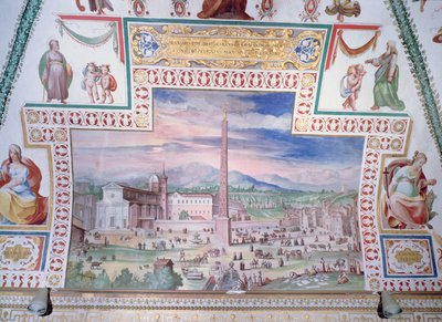 Piazza del Popolo, durante il pontificato di Papa Sisto V da Italian School