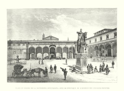 Piazza e chiesa della Santissima Annunziata, con il portico dell