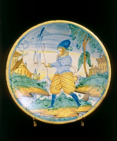 Piatto con figura giovane, manifattura di Montelupo da Italian School