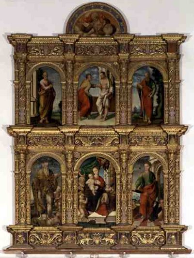 Polittico con la Madonna e il Bambino con santi da Italian School