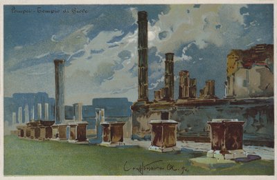 Pompei - Tempio di Giove (colour litho) da Italian School
