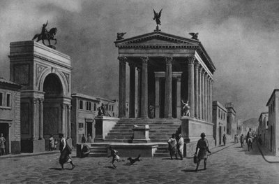 Pompei: Tempio e strada della Fortuna da Italian School