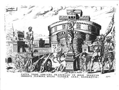 Papa Clemente VII (1478-1534) è assediato da Carlo V (1500-58) nella Torre di Adriano, 1527 da Italian School