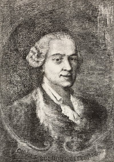 Ritratto di Carlo Goldoni (1707-1793), drammaturgo italiano, incisione di Marco Pitteri da un dipinto di Giambattista Piazzetta e disegno di E Ximenes da Italian School