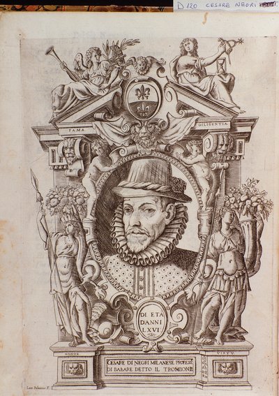 Ritratto di Cesare Negri detto Il Trombone (1536-1604), un ballerino italiano da Italian School