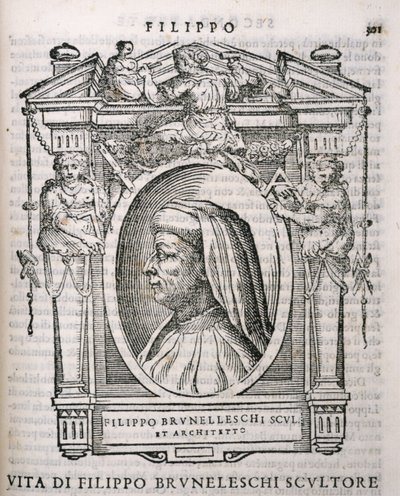 Ritratto di Filippo Brunelleschi (1377-1446) da Le vite de