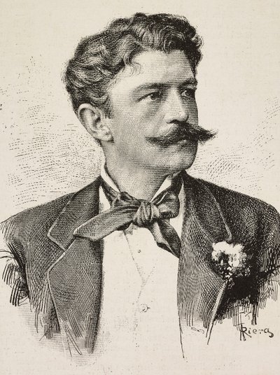 Ritratto di Herbert von Bismarck (1849-1904), politico tedesco, incisione di Riera da fotografia dei Fratelli Vianello, da L