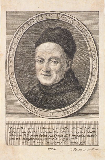 Ritratto di Padre Giovanni Battista Martini inciso da Faucci, 1776 da Italian School