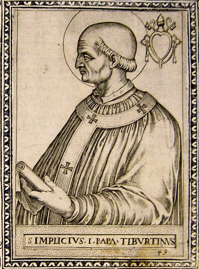 Ritratto di Papa Simplicio, c.1760 (incisione) da Italian School