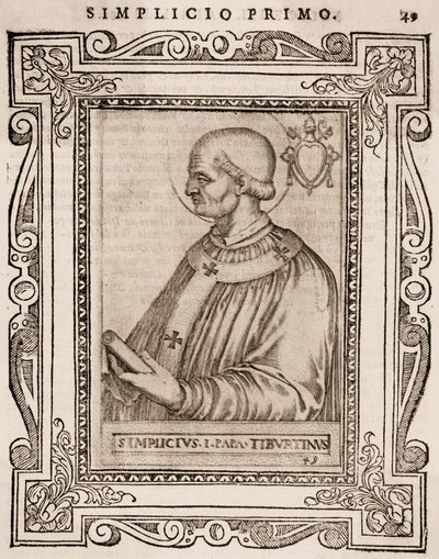 Ritratto di Papa Simplicio, c.1760 (incisione) da Italian School