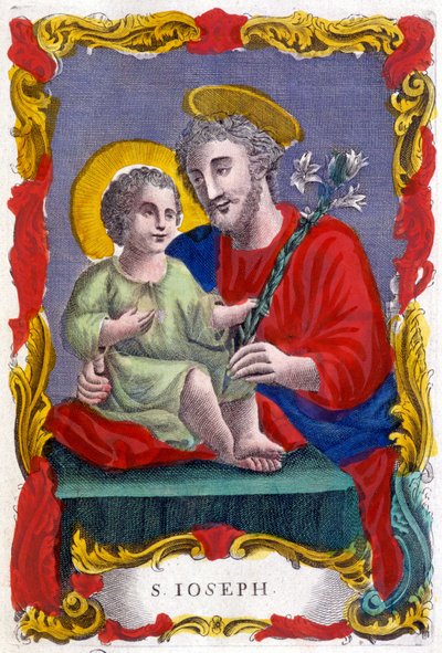 Ritratto di San Giuseppe e Gesù Bambino, immagine pia, Italia da Italian School
