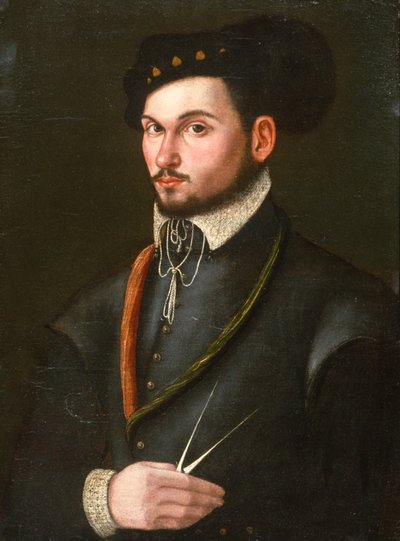 Ritratto di un navigatore con i suoi compassi per tracciare una rotta, c.1560 da Italian School