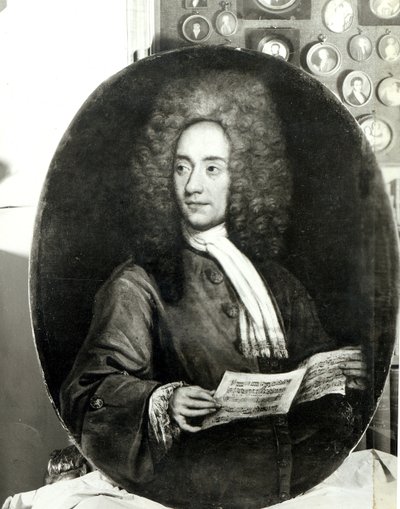 Ritratto del Compositore Tomaso Giovanni Albinoni (1671-1751) con uno Spartito da Italian School
