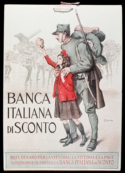 Cartolina della Banca Italiana di Sconto, 1917-18 da Italian School