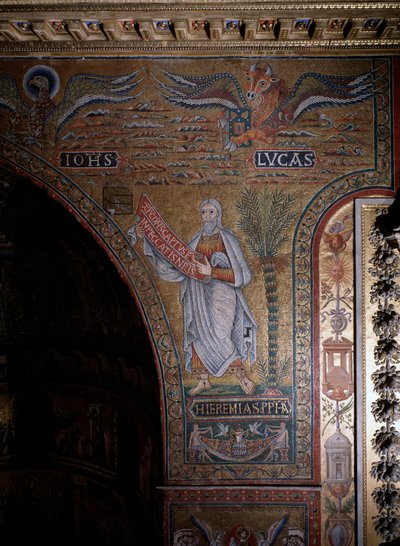 Profeta Geremia e simboli degli evangelisti Giovanni e Luca da Italian School