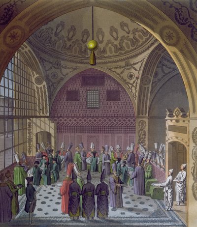 Ricevimento degli ambasciatori occidentali dal Gran Visir del Sultano a Costantinopoli, c.1820 da Italian School