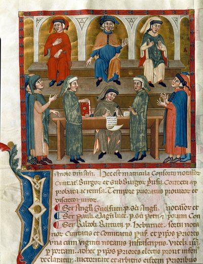 Rappresentazione di un ufficio studi notarili Pagina tratta dalla Matricola del Consorzio dei Notai di Perugia (ms. 972) (Registro dell