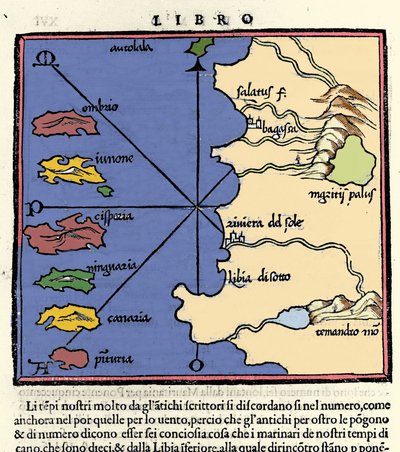 Rappresentazione delle Isole Canarie. Isolario (mappa delle isole) di Benedetto Bordone. Venezia 1547 da Italian School