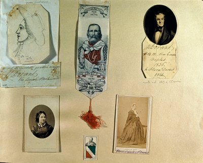 Risorgimento: tavola collage intorno al patriota italiano Giuseppe Garibaldi da Italian School