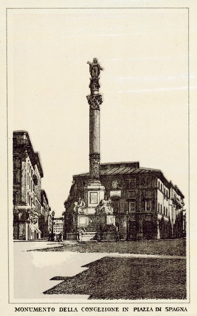 Roma: Monumento della Concezione in Piazza di Spagna (litografia) da Italian School