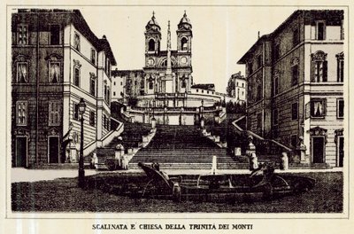 Roma: Scalinata e Chiesa della Trinità dei Monti (litografia) da Italian School